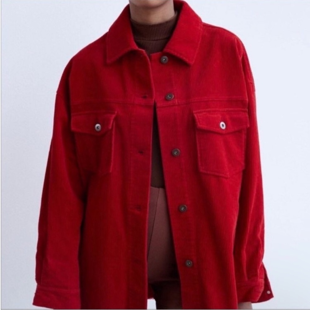 ZARA Corduroy Oversized Shacket Size Medium - Picture 4 of 13